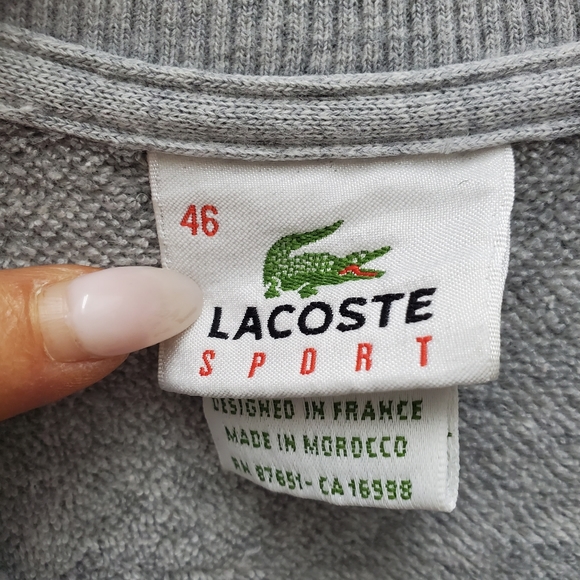 LACOSTE Cotton Full  Zip Up Cardigan Sweatshirt Terry Cloth Lining  Men & Women - Picture 11 of 12
